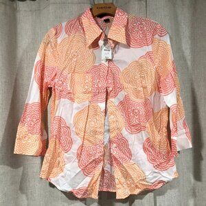 Express Orange and Pink Floral Blouse